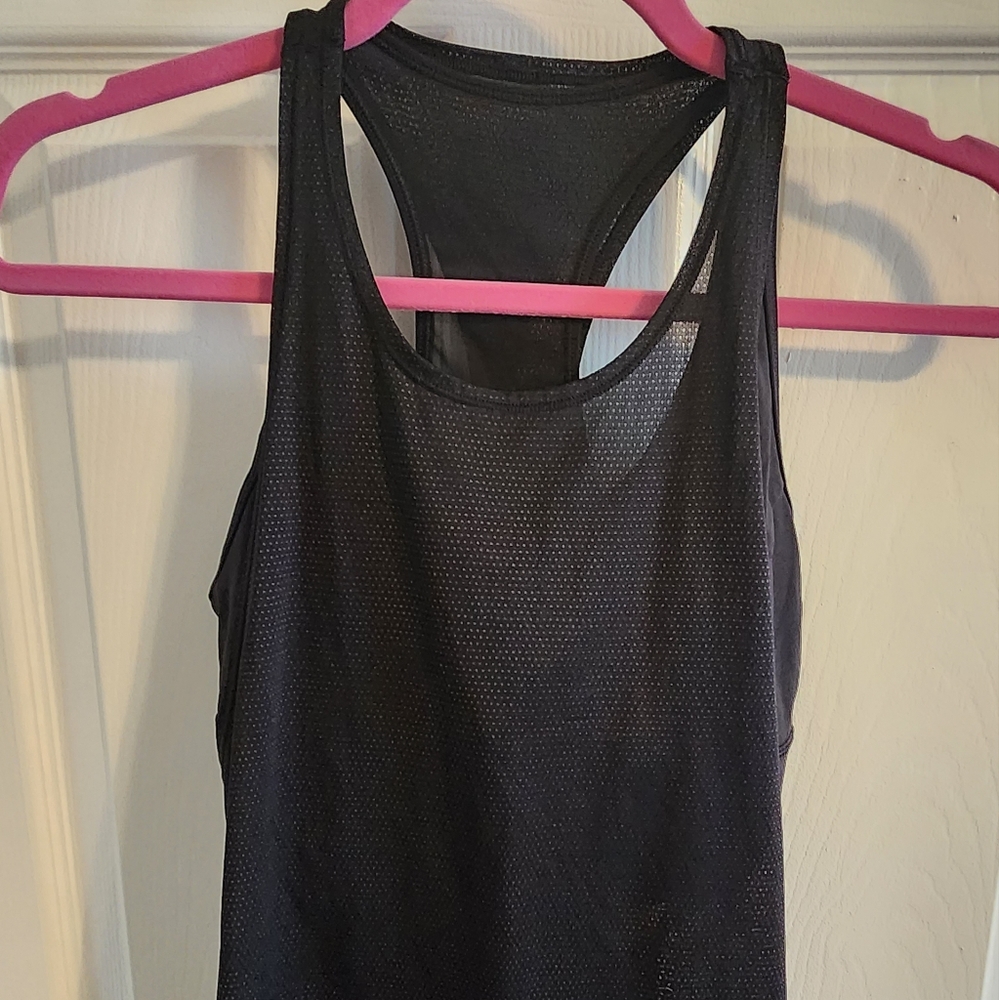 Lululemon Pushing Limits Tank Top Built-In Bra 2-in-1 Mesh Luxtreme Black 8